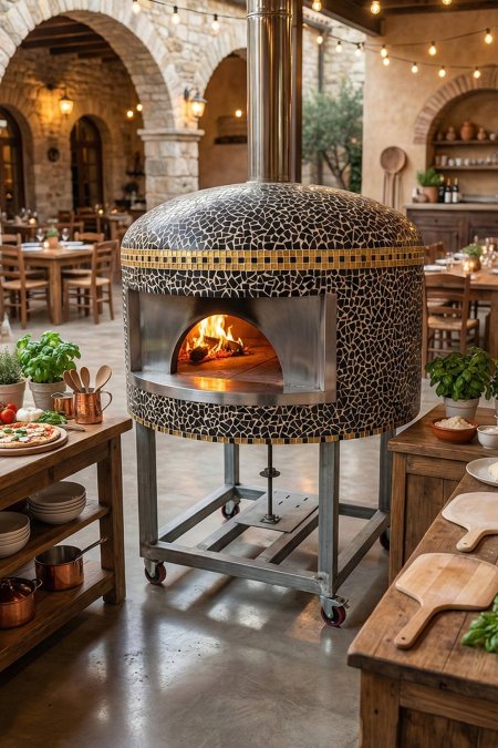 فرن بيتزا وخبيز دائري – قاعدة دوّارة متحركة | قطر 150 سم (حديد + ستانلس)